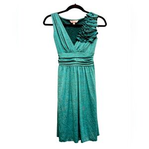 Speechless Women’s Size M Dress Sleeveless Midi Teal Green Ruffles Ties in Back